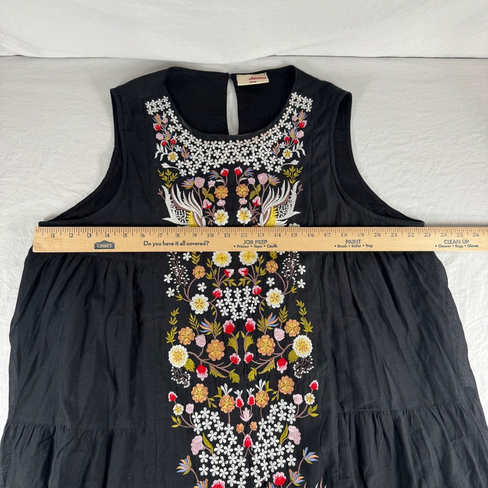 Samant Chauhan Anthropologie Size 20W Black Embroidered Tiered Maxi Dress - Picture 3 of 13